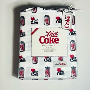 Diet Coke Branded White Sheet Set with  Logo Print
